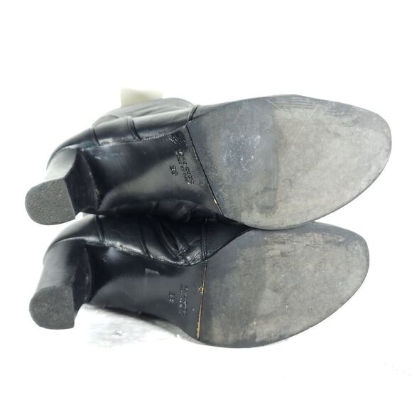 M Grigiarancio Women's US7-7,5 EU38 Black Leather Zip Heeled Ankle Boots Booties - Picture 10 of 15